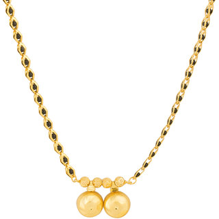                       MissMister Gold plated Brass Double wati with black bead Mangalsutra Necklace jewellery for Women                                              