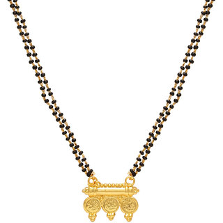                      MissMister Gold Plated Brass, 3 Lakshmi Coin with Matching Earring Traditional Mangalsutra Jewelry Necklace for Women                                              