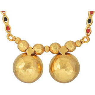                       MissMister Gold plated Brass Big size 2 wati, Colouful Black and red bed strand, Latest Design Traditional Mangalsutra for Women                                              