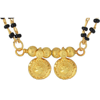MissMister Gold plated Brass Double wati Star shaped Carved design, Ethnic Mangalsutra for Women Latest design