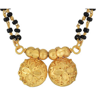 MissMister Gold plated Brass, Two wati,flower shaped carved Handmade Traditional Mangalsutra for Women Latest design