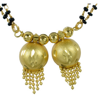                       MissMister Gold plated Brass double wati Designer Mangalsutra Tanmaniya Traditional necklace jewellery for Women                                              