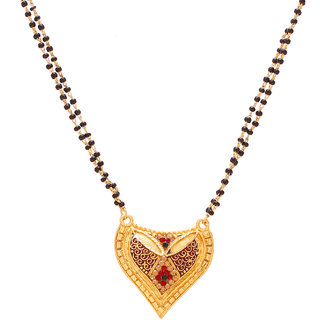 MissMister Gold Plated Brass Heartshape Design Meenakari Mangalsutra Tanmaniya Ethnic Jewellery Necklace for Women Girls