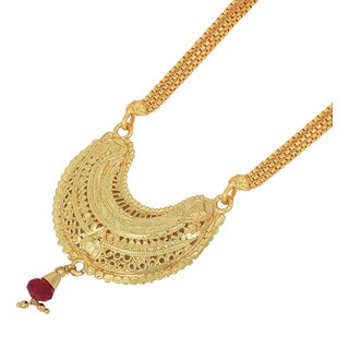                       MissMister Gold plated Brass New Design Handcrafted Traditional Mangalsutra Wedding jewellery necklace for Women                                              