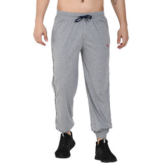 Muffy Men's Grey Slim-fit Flat-front Poly-Cotton Track Pant