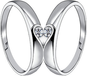 Silvershine Silverplated Half Heart In Solitaire His And Her Adjustable Pro