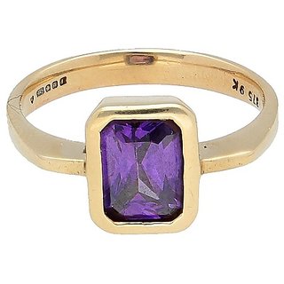                       CEYLONMINE- Original Amethyst Gold Plated Ring Lab Certfied Stone 7.25 Carat Kathela Gemstone Ring For Unisex                                              