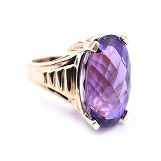                       CEYLONMINE-Precious Stone 9.25 Ratti amethyst/kathela stone gold plated for unisex                                              