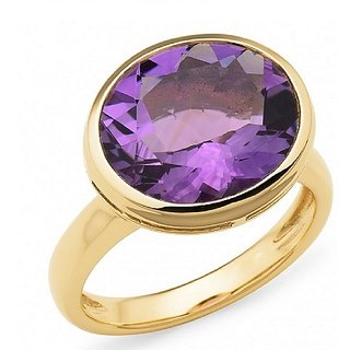                       Natural 7.25 Ratti Stone Amethyst/Kathela Ring  For Men & Women Original & Certified Stone Jamunia Gold Plated Stylish  Ring By CEYLONMINE                                              