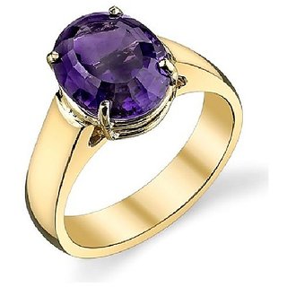                       Original Amethyst(Kathela) Gold Plated Adjustable ring Precious & Effective Stone 8.25 ratti Amethyst  Ring For Unisex BY CEYLONMINE                                              