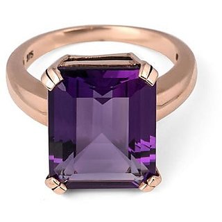                       CEYLONMINE- Unheated & Untreated Precious 8.5 ratti Amethyst/Jamuniya Gemstone  Adjustable Gold  Plated Ring For Men & Women                                              