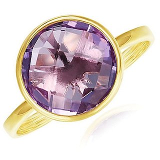                       CEYLONMINE- Natural Amethyst 7.25 ratti Gold Plated Ring Lab Certified & Precious Stone Kathela Ring For Unisex                                              