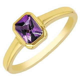                       CEYLONMINE- Amethyst Stylish Ring 7.5 carat Jamuniya Gold Plated Designer Ring For Unisex For Astrological Purpose                                              