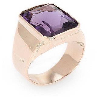                       CEYLONMINE- IGA Original Amethyst Stone 9 Ratti  Ring Original & Natural Jamuniya gold Plated Ring Adjustable Ring For Unisex                                              
