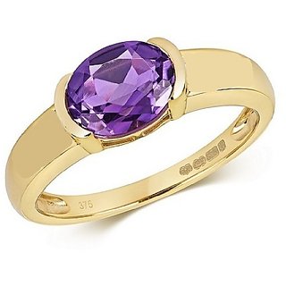                       CEYLONMINE- Original & Natural Amethyst/Jamuniya 7.75 ratti Gold Plated Finger Ring With Lab Certification                                              