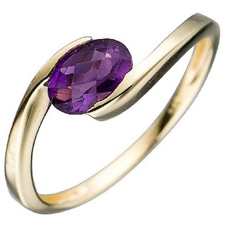                       CEYLONMINE- Original & Natural Amethyst/Jamuniya 7.75 ratti Gold Plated Finger Ring With Lab Certification                                              