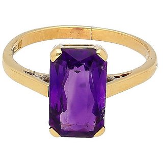                       Original Amethyst Stone 7.25 Ratti  Ring Original & Natural Amethyst/Kathela Gold Plated Ring Adjustable Ring For Unisex By CEYLONMINE                                              