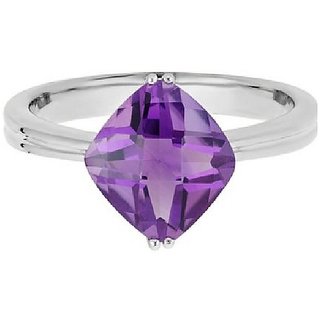                       CEYLONMINE- 8.25 carat Certified Amethyst Stone Ring Original & Natural Kathela Silver Plated Ring Adjustable Ring For Unisex By                                              