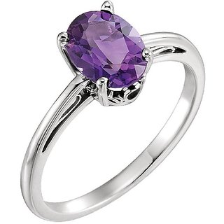                       CEYLONMINE- Lab Certified Amethyst Silver plated ring original  Unheated Stone 9.5 ratti  Jamuniya  designer finger ring                                              
