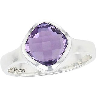                       CEYLONMINE- Precious Stone 7.5 ratti  Amethyst Silver Plated Finger Ring Unheated & Untreated Jamuniya(Kathela) Stone Designer Ring                                              