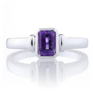                       CEYLONMINE-Natural Amethyst 7.25 ratti silver Plated Ring Lab Certified & Precious Stone Kathela Ring For Unisex                                              