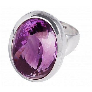                       CEYLONMINE- Amethyst Stylish Ring 7.5 Ratti Jamuniya Silver Plated Designer Ring For Unisex                                              