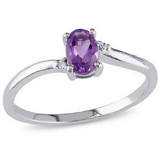                       CEYLONMINE- Natural Amethyst/Jamuniya Silver Plated Ring 7.25 carat Original & Effective Stone Finger Ring For Astrological Purpose                                              