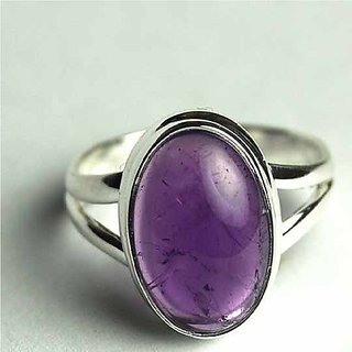                       CEYLONMINE 7.25 Ratti Amethyst/Kathela Silver Plated Ring With Lab Certificate For Astrological Purpose                                              