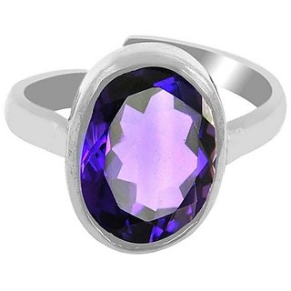                       CEYLONMINE- Natural Amethyst 9.25 ratti silver Plated Ring Lab Certified & Precious Stone Jamuniya Ring For Unisex                                              