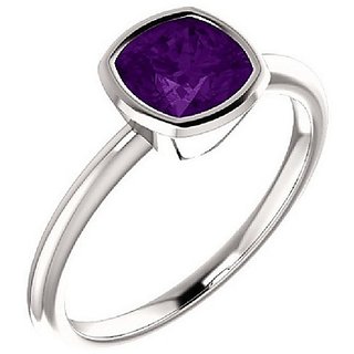                       CEYLONMINE- 9.5 carat IGI Amethyst/Kathela Stone Ring Original & Natural Jamuniya Silver Plated Ring Adjustable Ring For Unisex                                              