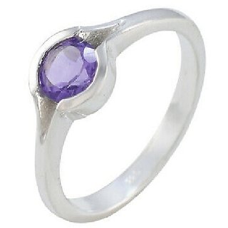                       CEYLONMINE-Unheated  Untreated Precious 7.5 carat Amethyst/Jamuniya Gemstone  Adjustable Silver Plated Ring For Men  Women                                              