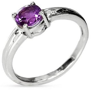                       CEYLONMINE- 7.55 Ratti Amethyst/Jamuniya Silver Plated Ring With Lab Certificate For Astrological Purpose                                              