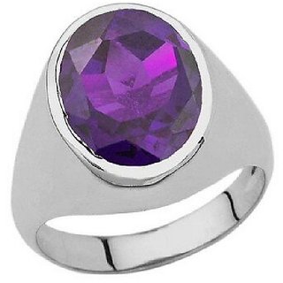                       CEYLONMINE-Natural Amethyst 7.00 ratti silver Plated Ring Lab Certified  Precious Stone Kathela Ring For Unisex                                              