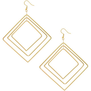 MissMister Gold plated Geometrical 3 layered Square shape Fashion earrings Women