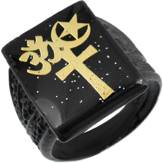                       MissMister Brass Black Coated All religious symbol Secular Fashion finger ring Men                                              