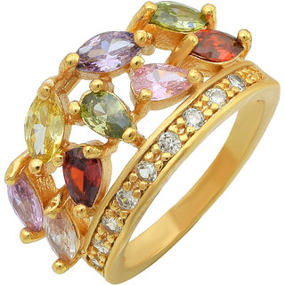                       MissMister Gold plated Colourful CZ graceful designer Fashion finger ring Women                                              