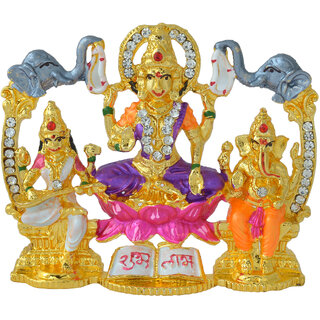MissMister Gold Brass, Saraswati, Lakshmi, Ganesh, Diwali special Idol stand Home dcor Hindu
