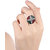 MissMister Silver plated Red, Green and White CZ studded, free size Fashion ring Women