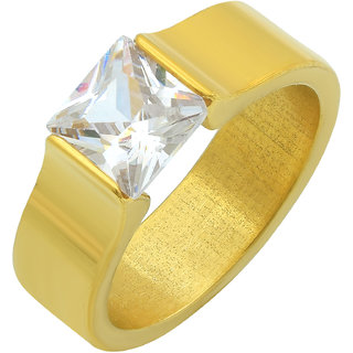 MissMister Gold plated Imitation Diamond Solitaire fashion finger ring Men engagement, wedding, gift