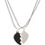 MissMister Stainless Steel, Two Flat Parts, Half Black Plated and Half Silver Plated Split heartshape Chain Pendant Necklace Jewellery for Men and Women