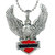 MissMister Silver Plated Red with Black Band, Flying Eagle Chain Pendant Bikers Chain Necklace Jewellery for Men