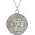 MissMister Silver Plated Brass, Queen Elizabeth Round Medallion, Long Chain Pendant Fashion Necklace for Women Silver Brass Pendant