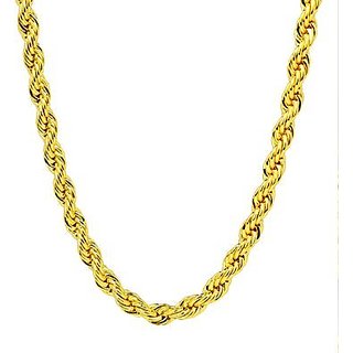                       MissMister Gold Plated 1 Micron, Rope Design Daily use Fashion Chain Men Women 24 Inch                                              