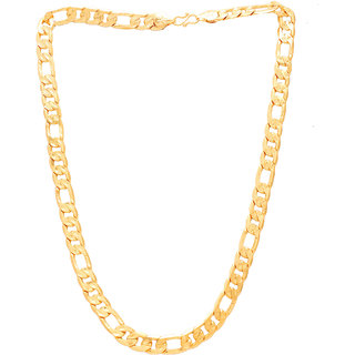                       MissMister Gold Finish 24 Inch/ 70 GMS Flat Link Necklace Chain Latest Jewellery for Men.                                              