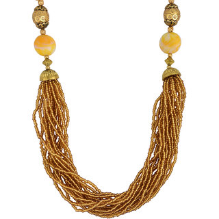 MissMister Golden Pearls Multi Strand Bead Necklace Women Fashion
