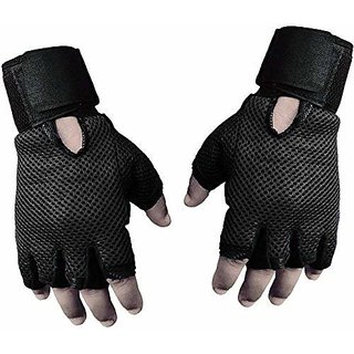 Liboni Full Net Gym Gloves/Cycling Gloves/Riding Gloves/Stretchable Size for Both Men and Women, Black Colour