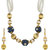 MissMister White Pearls, Golden Bead and Facetted Blue Sapphire Crystals,Necklace Set Women Fashion