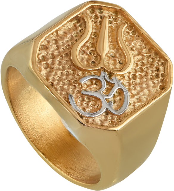 Buy morir Om Namah Shivaya Mahakal- Mahadev Trishul Damru Brass Black Gold  Engraved Finger Ring Men Women Brass Gold Plated Ring Online at  desertcartINDIA