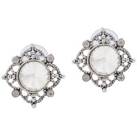 MissMister Silver plated oxidised Finish Brass Rounds quartz Designer Studs earrings for women girls