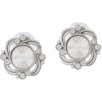 MissMister Silver plated oxidised Finish Brass Rounds white quartz Fashion Studs earrings for women girls